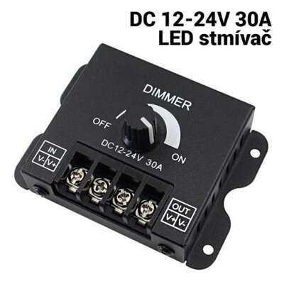 Stmívač dimmer, DC 12-24V, 30A LED
