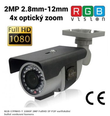RGB-I7PNH5-T 1080P 2MP FullHD IP P2P varifokální bullet venkovní kamera