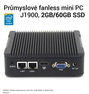 FMP07-J1900 průmyslové mini PC, 2GB RAM, 120GB SSD, fanless