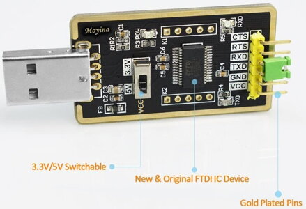 Převodník USB na UART TTL - FTDI FT232R čip