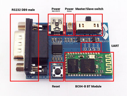 RS232 do PC přes BT modul převodník redukce