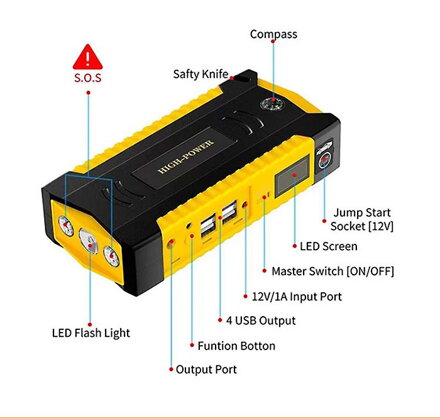 NPP A9 3v1 69800mAh power bank a startovací box LED