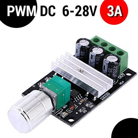 Regulátor otáček pro stejnosměrné DC motory - PWM 6V-28V 3A II