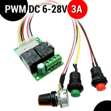 Obousměrný regulátor otáček pro stejnosměrné motory - PWM DC 6V-28V 3A