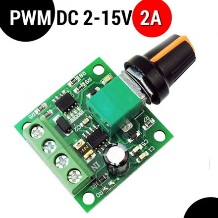 Regulátor otáček pro stejnosměrné DC motory - PWM 1.8V-15V 2A