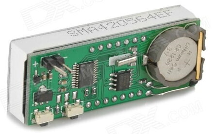SMA-42 3v1 Vestavný digitální teploměr, hodiny, voltmetr, do auta