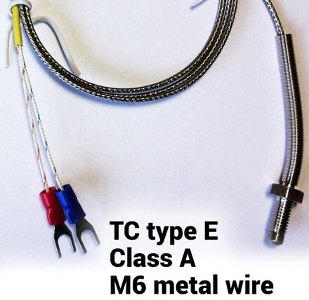 TC type E termočlánkové teplotní čidlo závitem M6 a kovovým opředením