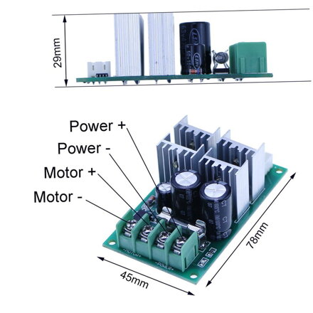 Regulátor otáček pro stejnosměrné DC motory - PWM 6V-60V 30A