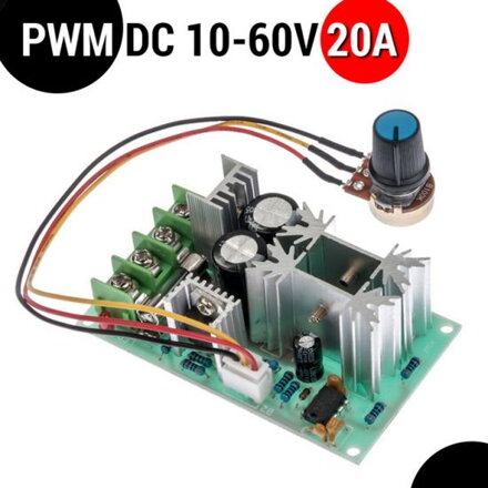 Regulátor otáček pro stejnosměrné DC motory - PWM 10V-60V 20A