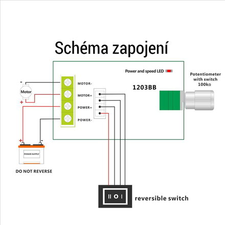 Obousměrný regulátor otáček pro stejnosměrné motory - PWM DC 6V-28V 3A II