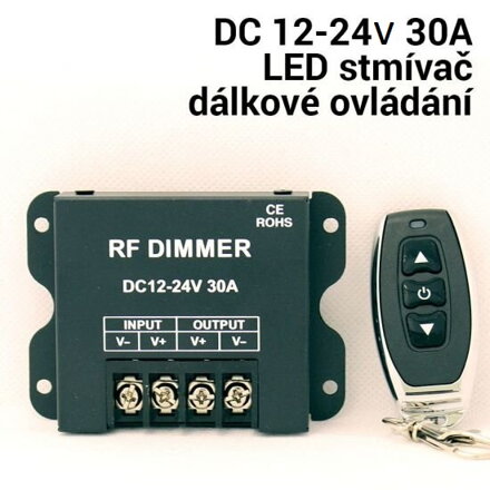 Dálkový stmívač dimmer, DC 12-24V, 30A LED RF