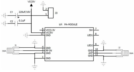 WiFi zesilovač signálu 2400MHz-2500MHz board with XQ-02A, briv