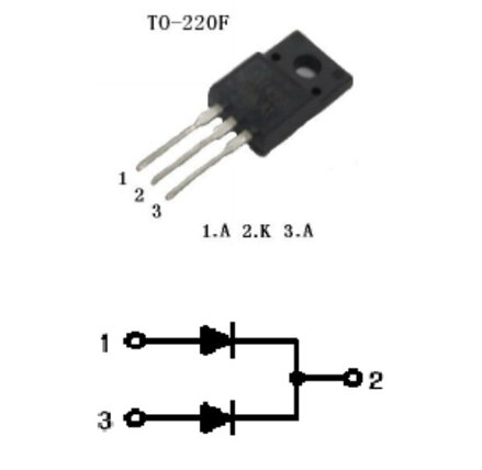 Dioda 2CZ20100 schottky 100V,20A TO220, MBR2060