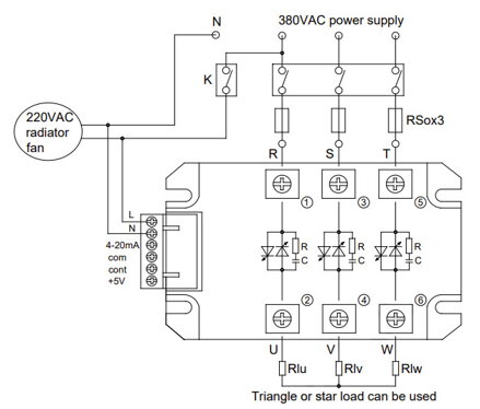 Třífázový solid state AC regulátor napětí