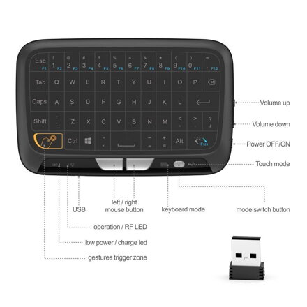 H18 mini touchpad klávesnice