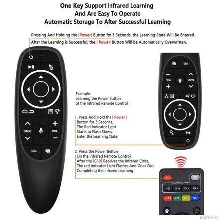G10 voice air mouse univerzální dálkový ovladač 2.4GHz USB s gyroskopem