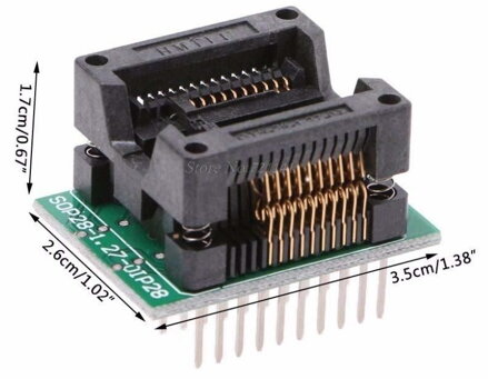 Testovací patice SMD 28pin SOP28 na DIP28 OTS-28-1.27-04