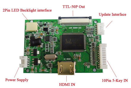 PCB800168 ovládací deska pro TFT LCD displej