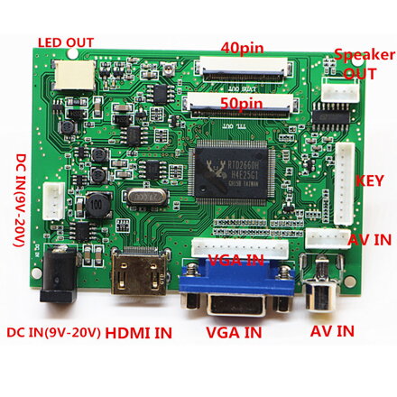 PCB800809 HDMI + VGA + 2AV + YPBPR + audio LCD ovládací deska