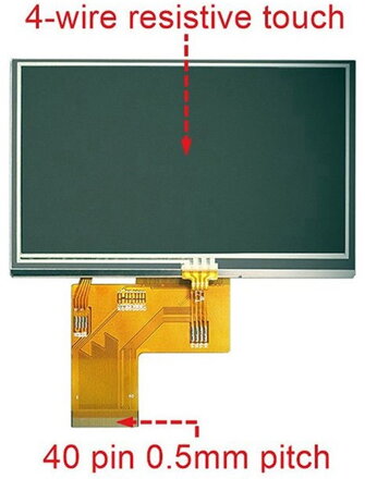 4.3" palcový TFT LCD displej 480x272 RT 40pin