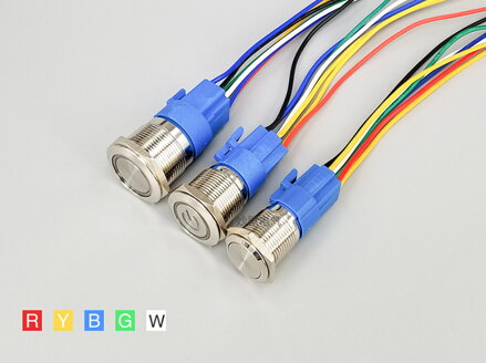 LED Tlačítkový spínač 220V, 3A, 19mm, IP66