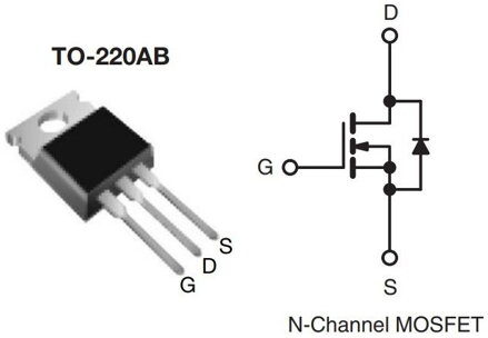 Tranzistor IRF740 N-MOSFET 400V, 10A, 125W, 0.55R TO220