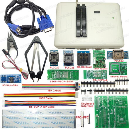 RT809H EMMC-NAND FLASH univerzální programátor, sada s 12 adaptéry