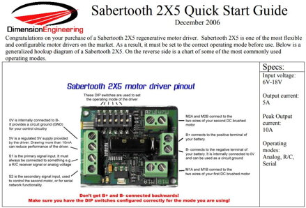 Sabertooth 2x5 duální ovladač motoru