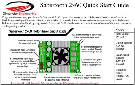 Sabertooth 2x60A duální ovladač motoru