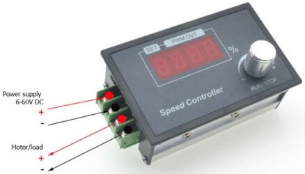 QA-26C 6-60V DC PWM LCD regulátor otáček pro stejnosměrné DC motory