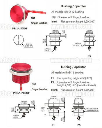Piezo tlačítko 24V, IP68