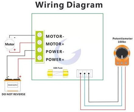 CCMHCW 12V-40V 10A PWM regulátor otáček pro stejnosměrné DC motory