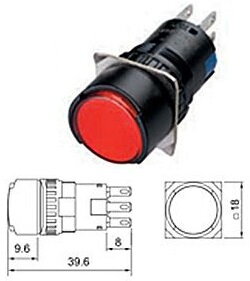 LA38-11D/10C tlačítkový spínač, 220V