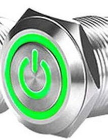 LED Tlačítkový spínač 220V, 10A, 19mm, IP67