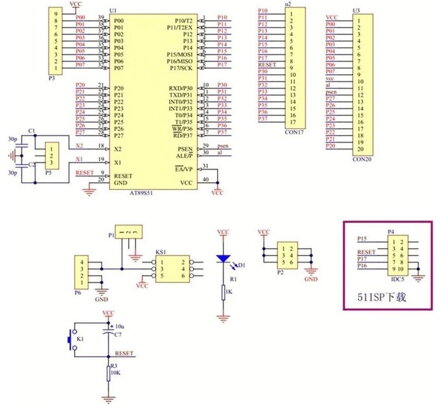 AVR minimum development board AT89S51/S52, sada s programátorem