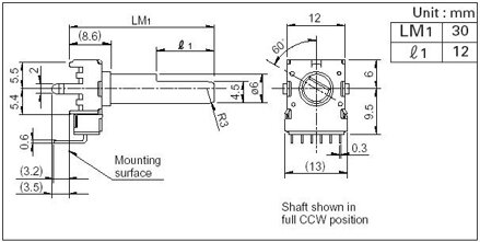 ALPS RK12L123000E 2x6-pin B50K potentiometer