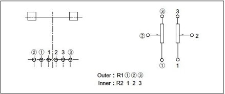 ALPS RK12L123000E 2x6-pin B50K potentiometer