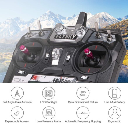 FlySky FS-I6 2.4GHz AFHDS vysílač 6CH+ přijímač iA6B - Mode2