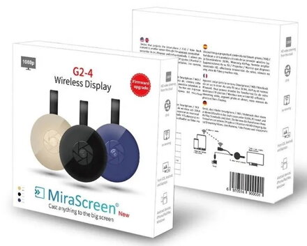 MiraScreen G2-4 WiFi Zrcadlení, Miracast, Screen Mirroring, Airplay, DLNA, 1080p