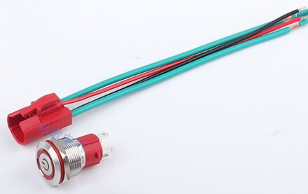 LED Tlačítkový spínač 220V, 10A, 19mm, IP67