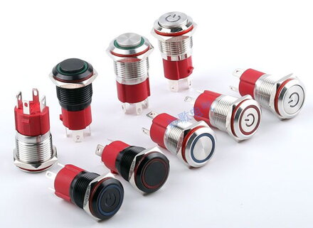 LED Tlačítkový spínač 220V, 10A, 19mm, IP67