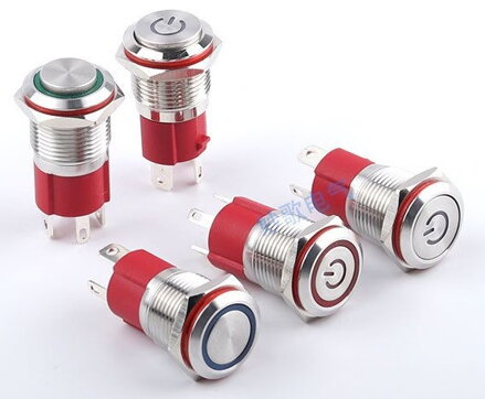 LED Tlačítkový spínač 220V, 10A, 19mm, IP67