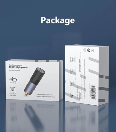 GC19 QP 100W nabíječka do auta, USB-C - PD, USB-A QC3.0