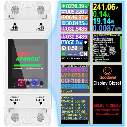 AT2P Tuya WIFI Chytrý Vypínač a Měřič Energie AC 220V 100A
