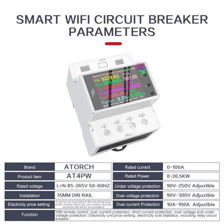 AT4PW Smart WiFi elektroměr AC 220V 100A
