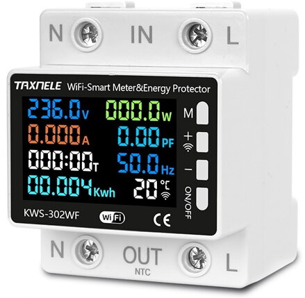 Tuya WiFi 8v1 elektroměr 170-270V/63A