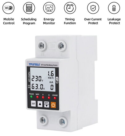 TVPS1-63T Tuya WiFi inteligentní, jistič, elektroměr kWh