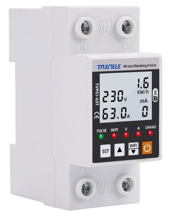 TVPS1-63T Tuya WiFi inteligentní, jistič, elektroměr kWh