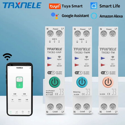 63A 1P+N WIFI smart switch elektroměr KWh