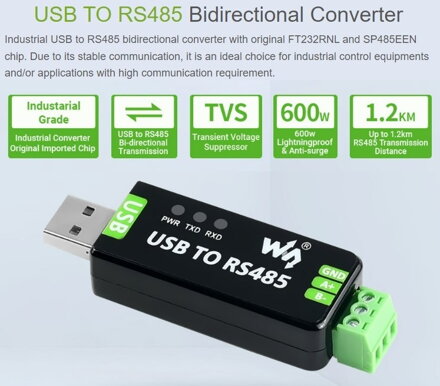 Obousměrný USB na RS485 převodník - FT232RNL - 17286